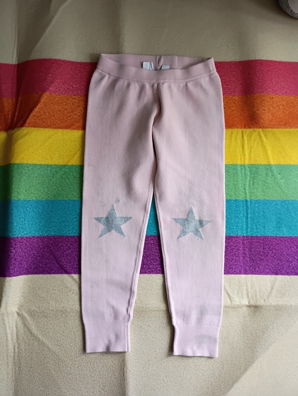 Gap Kids S 6/7 Pink/Silver Star Knees Sweater Leggings - Picture 1 of 8